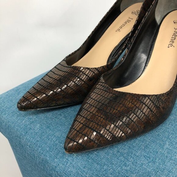 J. Renee leather & suede - Adan black & brown gold heeled pointed pumps size 11M - Picture 7 of 16